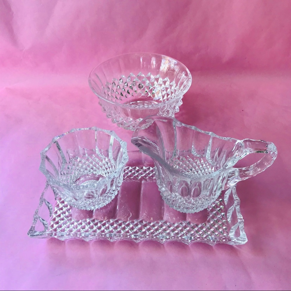 Vintage pressed glass serving set